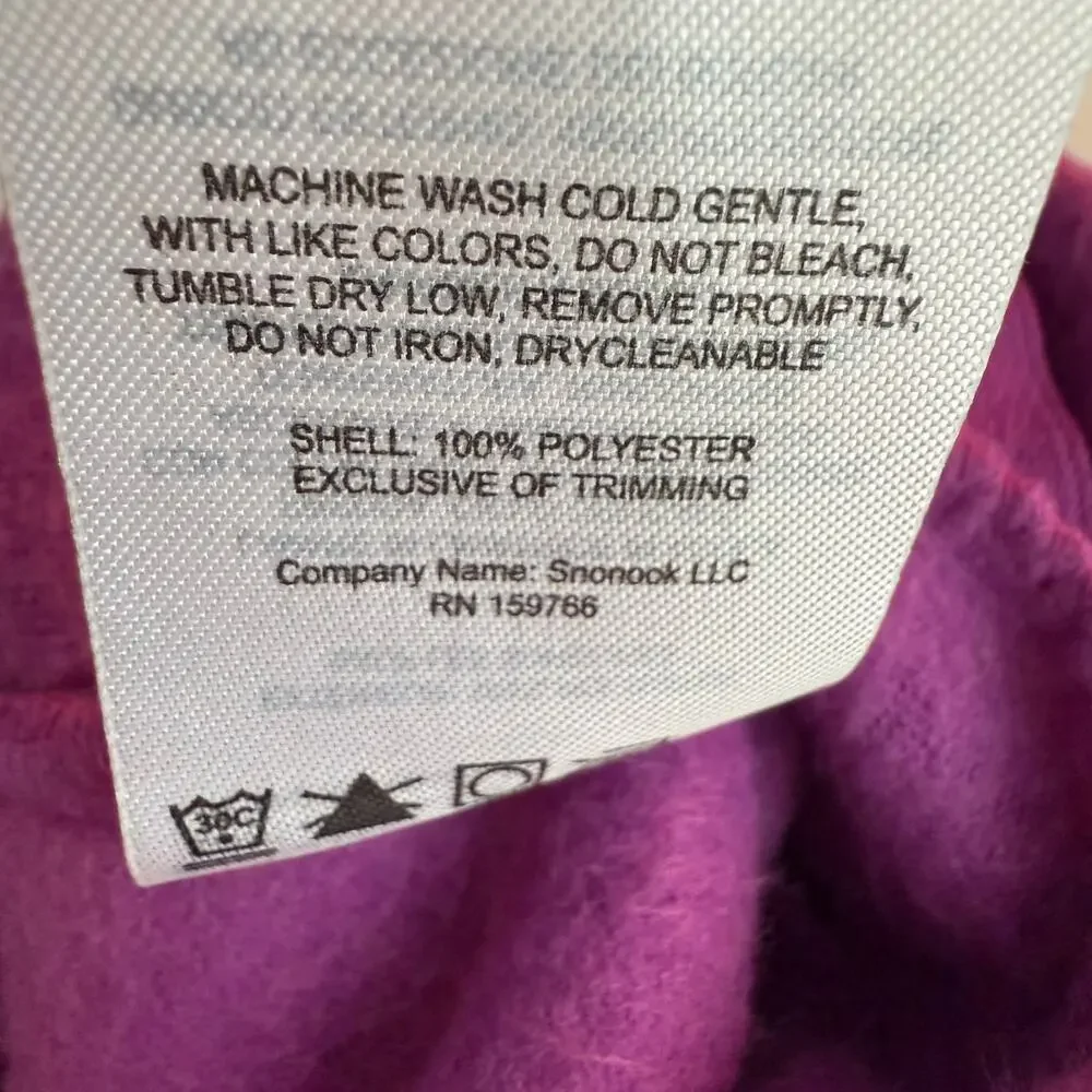 NWT Snonook Fleece Baby Fleece Hooded Ears Fold-Over Mitten Purple Bodysuit 3-6M